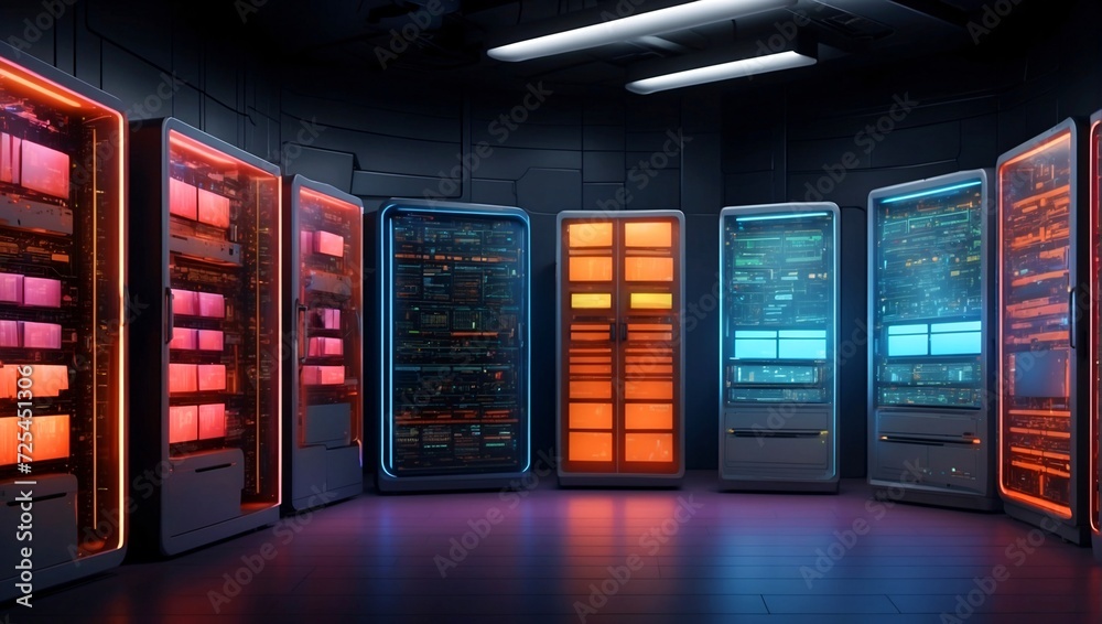 Data center and network devices in high performance operation. Data center and network devices in high performance operation.