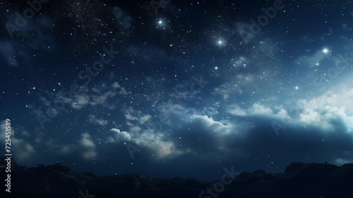 Beautiful stary night in blue colors with clouds  © ChristianeMonar