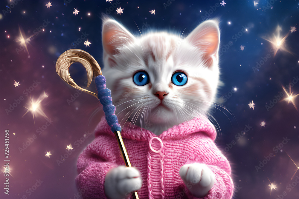 cat with a magic wand