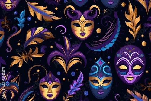 Enchanting Carnival Extravaganza - Seamless Festive Illustration Generative AI