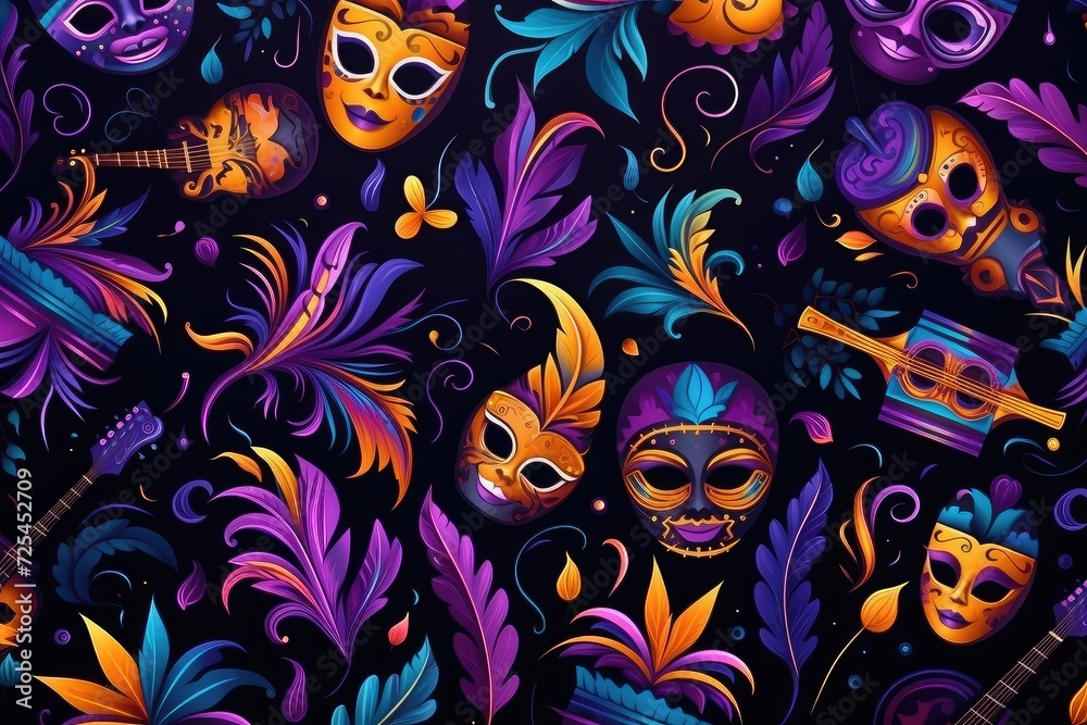 Enchanted Eve: A Tapestry of Mardi Gras Masks and Festive Flair Generative AI Enchanted Eve: A Tapestry of Mardi Gras Masks and Festive Flair Generative AI