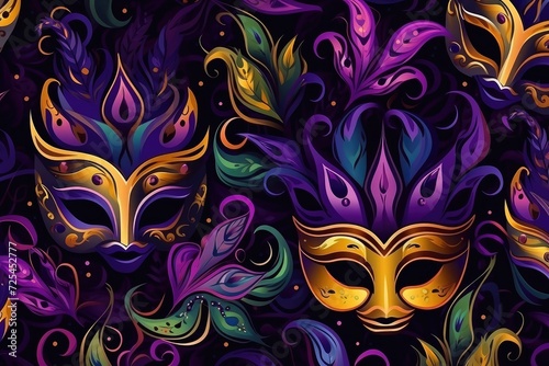 Enchanted Eve: A Tapestry of Mardi Gras Masks and Festive Flair Generative AI