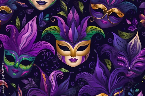 Enchanted Eve: A Tapestry of Mardi Gras Masks and Festive Flair Generative AI © Gelpi