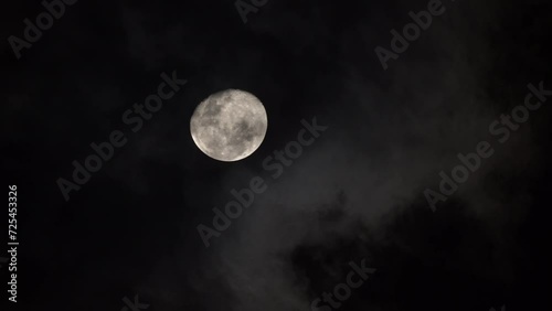 Gray Clouds In Front Of White moon , night move scene