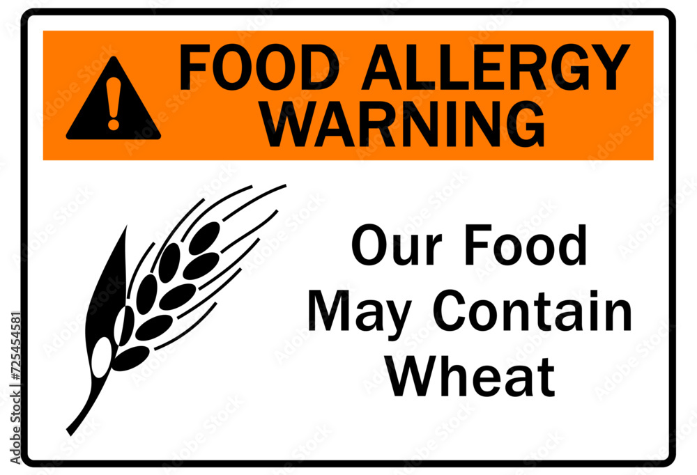 Ταπετσαρία Food allergy sign our food may contain wheat