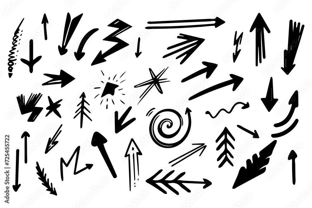 Set of abstract scribble doodles arrows - obrazy, fototapety, plakaty 