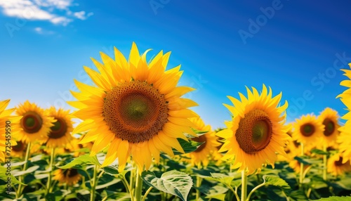A Field of Sunflowers With a Blue Sky