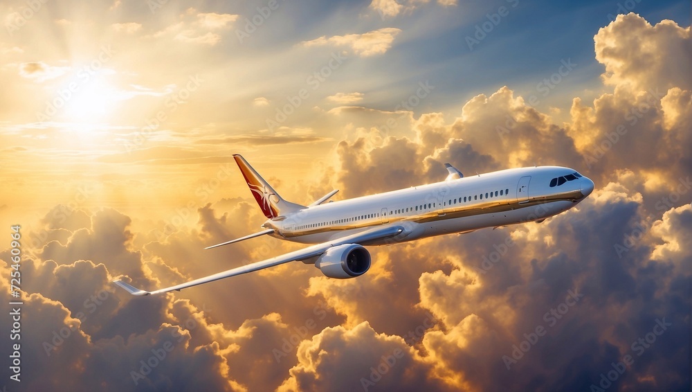 airplane in the sky at sunset airplane in the sky at sunset