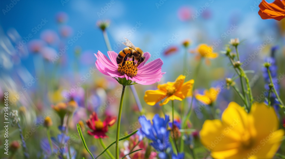 Fototapeta premium Bee pollinating flower