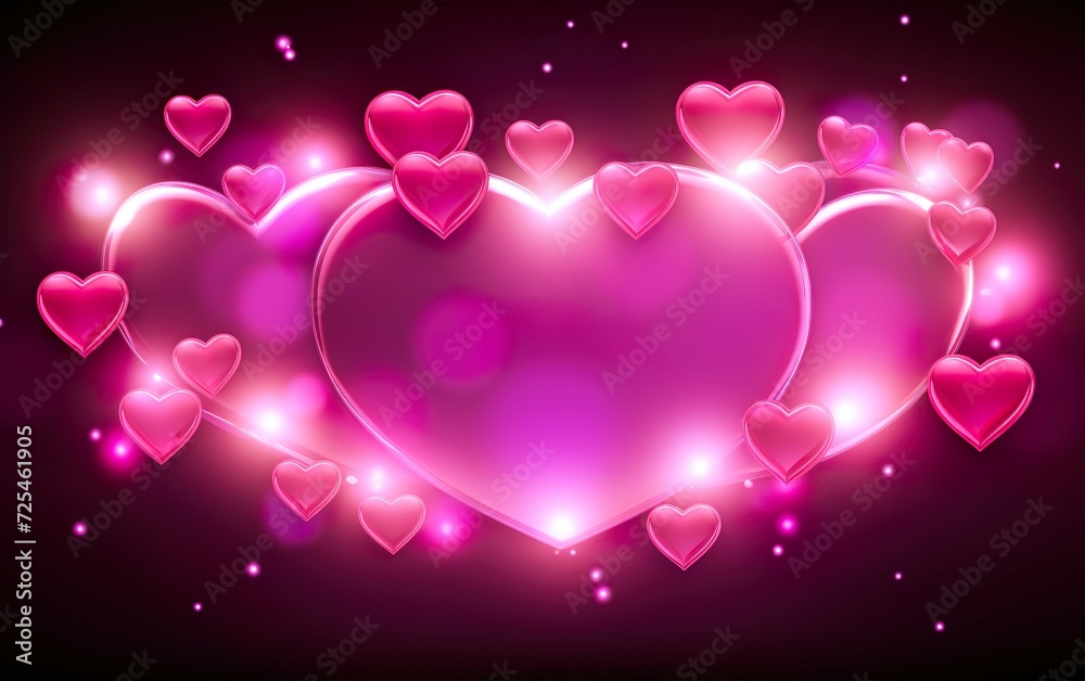 a pink neon light with hearts of heart