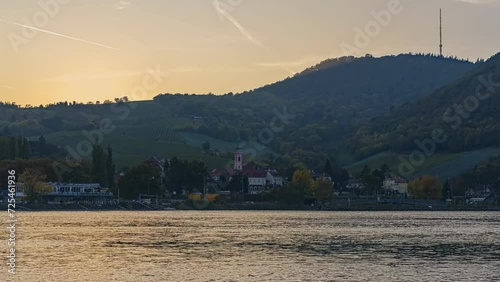 Sunset time-lapse over the beautiful mountains of Vienna photo
