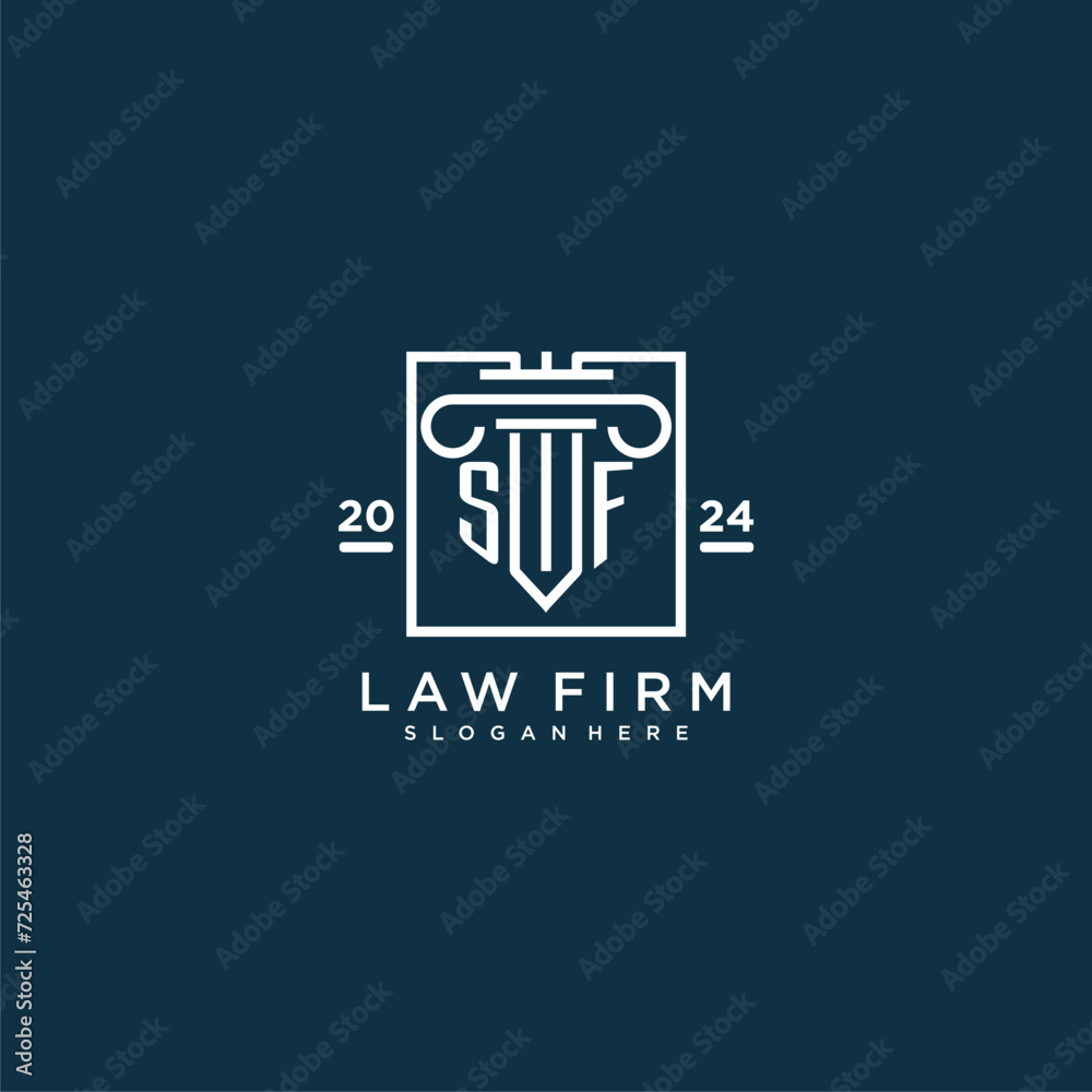SF initial monogram logo for lawfirm with pillar design in creative square SF initial monogram logo for lawfirm with pillar design in creative square