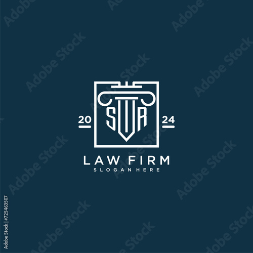 SR initial monogram logo for lawfirm with pillar design in creative square