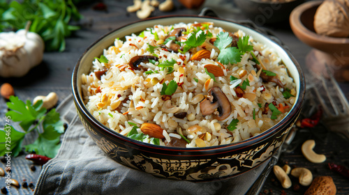 Dish with mixed rice nuts