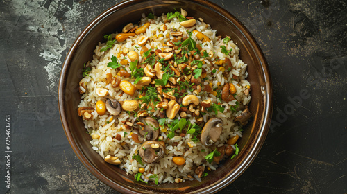 Dish with mixed rice nuts