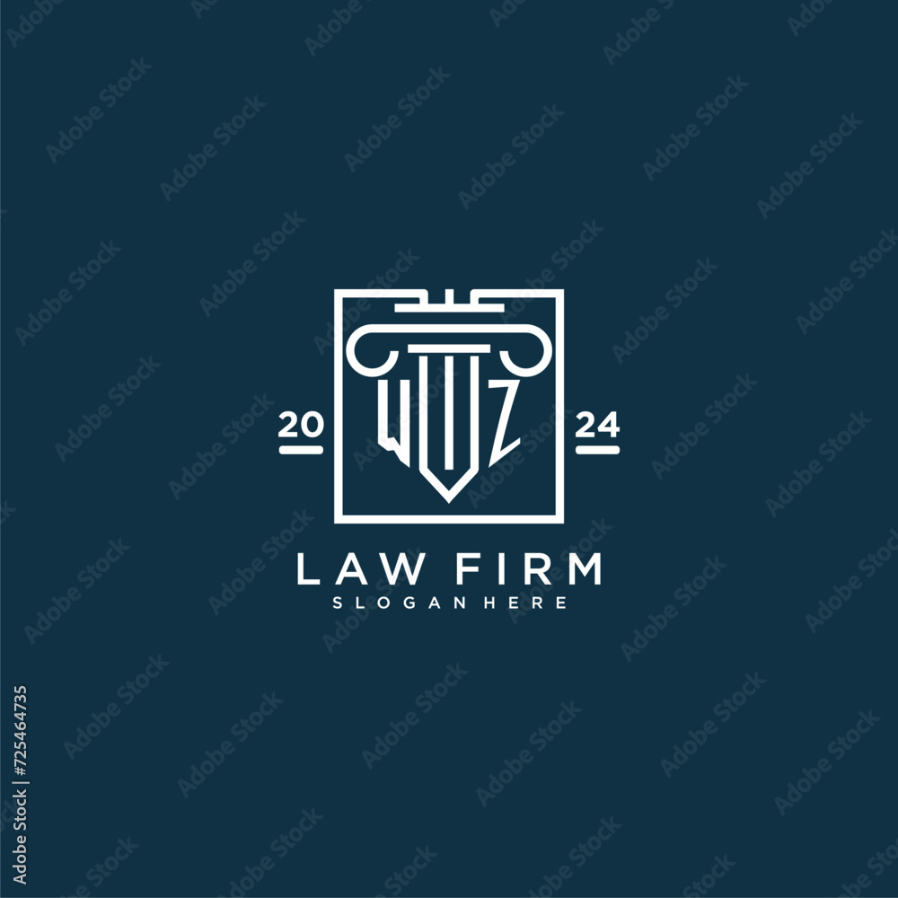 WZ initial monogram logo for lawfirm with pillar design in creative square