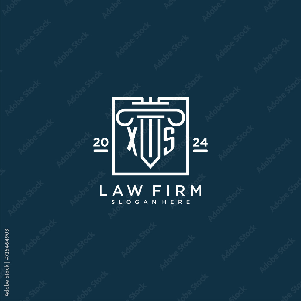 XS initial monogram logo for lawfirm with pillar design in creative square XS initial monogram logo for lawfirm with pillar design in creative square