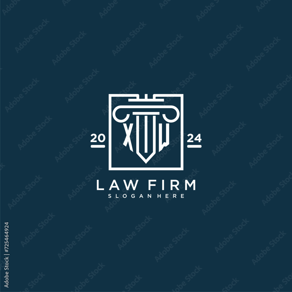 XW initial monogram logo for lawfirm with pillar design in creative square