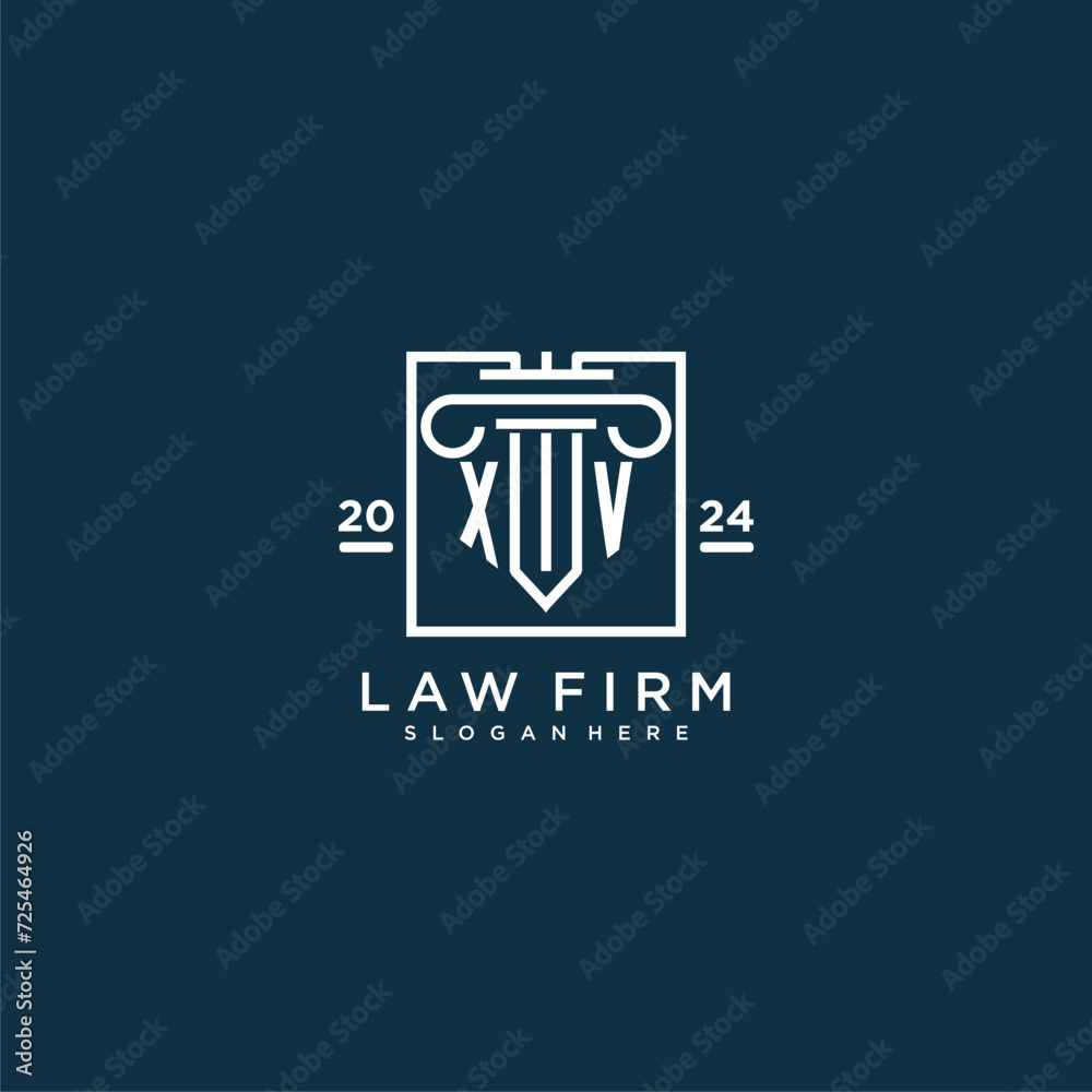 XV initial monogram logo for lawfirm with pillar design in creative square XV initial monogram logo for lawfirm with pillar design in creative square