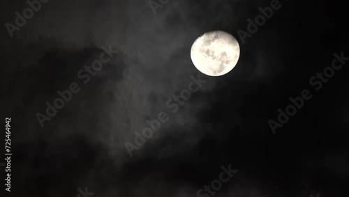 Moon timelapse , moon moving fast with clouds , night