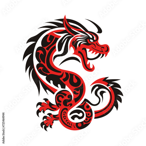 Wallpaper Mural Red and black dragon vector illustration design on white background Torontodigital.ca