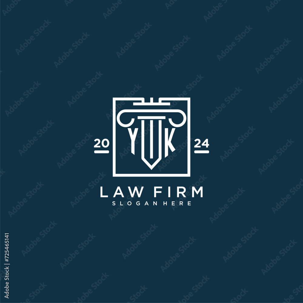 YK initial monogram logo for lawfirm with pillar design in creative square YK initial monogram logo for lawfirm with pillar design in creative square