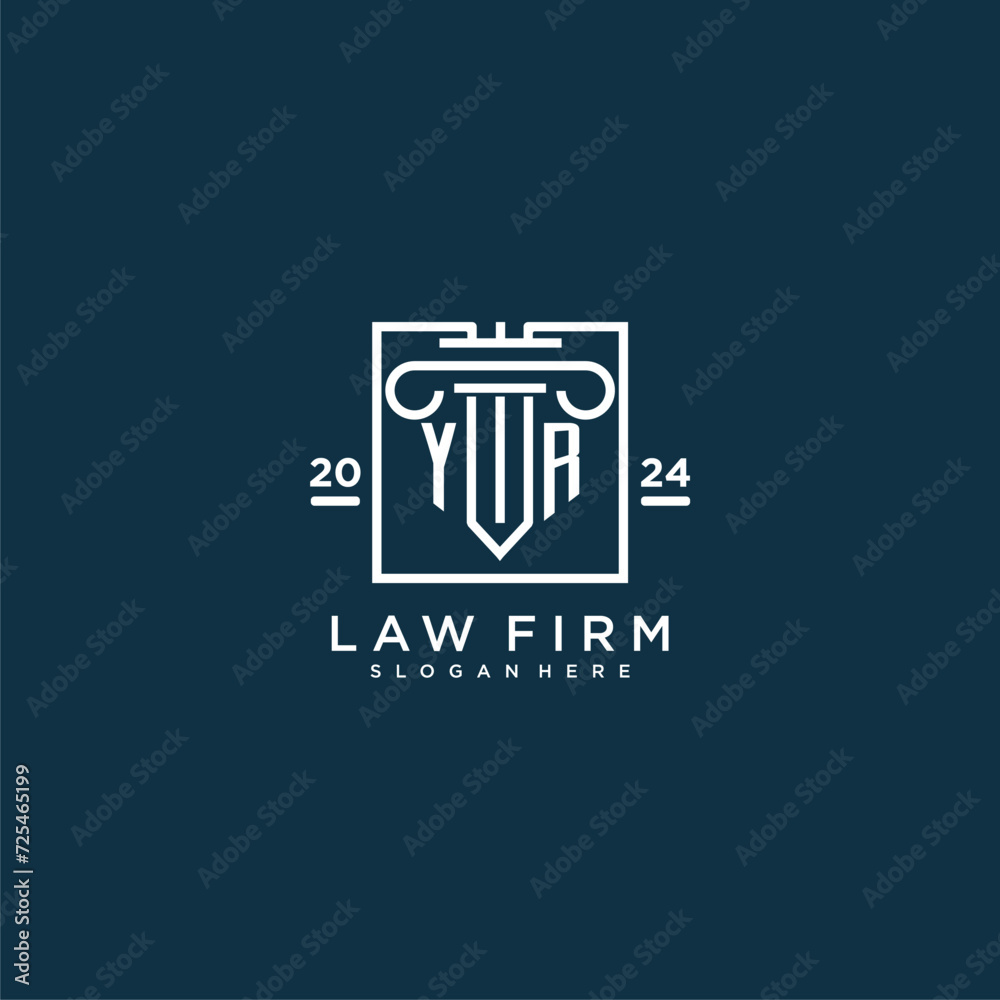 YR initial monogram logo for lawfirm with pillar design in creative square YR initial monogram logo for lawfirm with pillar design in creative square