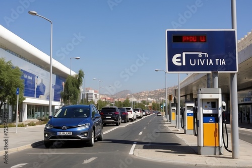 puesto de cargas para coches electricos en una ciudad de españa

