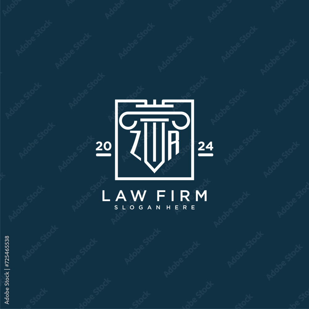 ZR initial monogram logo for lawfirm with pillar design in creative square ZR initial monogram logo for lawfirm with pillar design in creative square