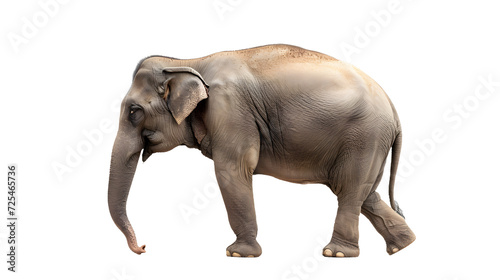 Elephant Walking on White Background