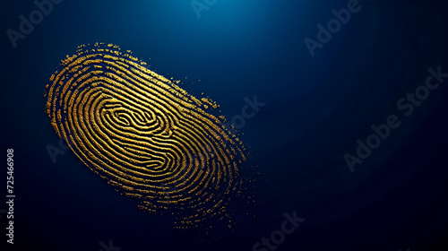 Golden Fingerprint on Navy Background for Secure Biometric Authentication and Identity Verification
