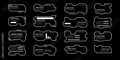 Futuristic cyberpunk sci fi interface element hud technology frame graphic vector design template	