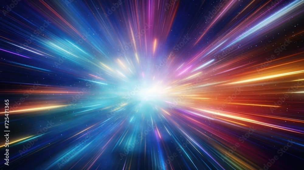 Light speed, hyperspace, space warp background. colorful streaks of light gathering towards the event horizon. Hand edited, Generative Ai Light speed, hyperspace, space warp background. colorful streaks of light gathering towards the event horizon. Hand edited, Generative Ai