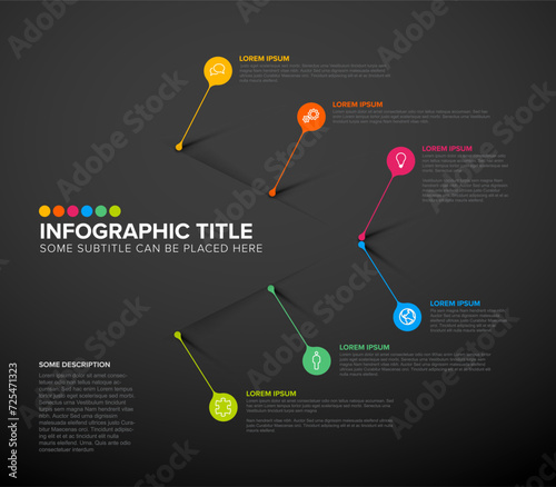 Modern Dark Infographic Design with Colorful Elements photo