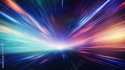 Light speed, hyperspace, space warp background. colorful streaks of light gathering towards the event horizon. Hand edited, Generative Ai