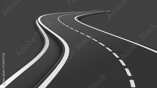 Straight and winding road road. Seamless asphalt roads template. Highway or roadway background. Vector illustration. photo