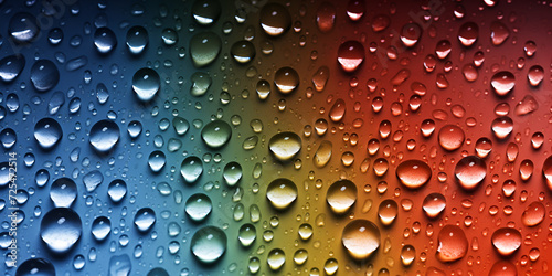 Water rain drops on old glass window panel on rainbow lights color background ,Small raindrops on a vibrant gradient mixed color background, a harmonious blend Vertical Mobile 