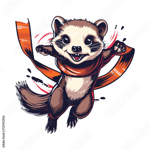  Cartoon funny badger, vector illustration.