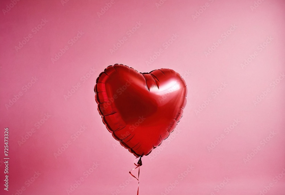 Palloncino rosso a forma di cuore, cielo rosa