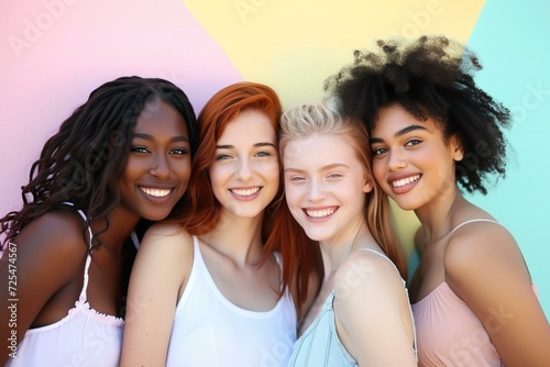 group of diverse female friends