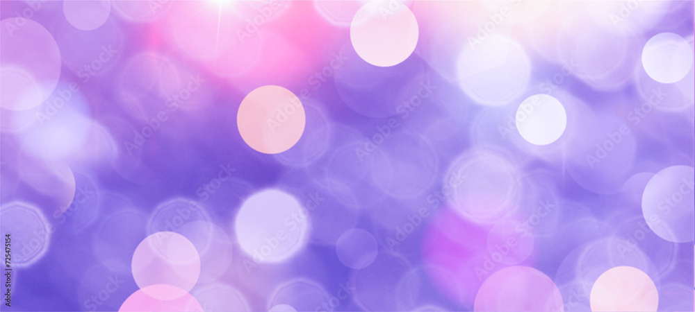Fototapeta premium Purple widescreen bokeh background. Simple design backdrop for banners, posters, and various design works