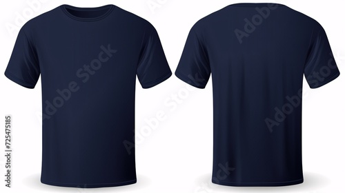 A navy t-shirt mockup for design and printing, with a clean front and back view on a white background.
