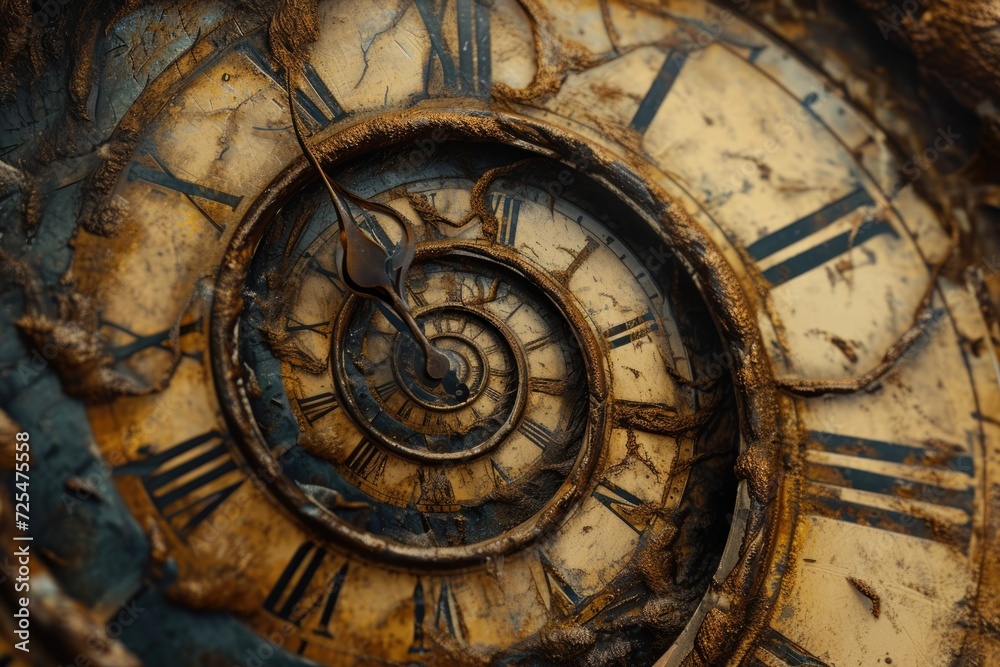 Time Spiral: A Surreal Clock Concept in Retro Grunge Style Time Spiral: A Surreal Clock Concept in Retro Grunge Style