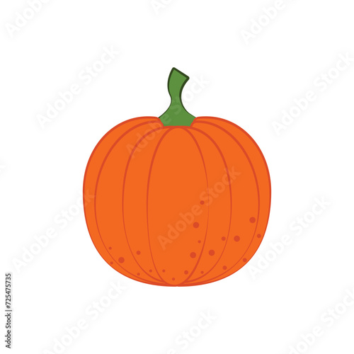 Pumpkin. Ripe pumpkin. An orange pumpkin in a cartoon style. A vegetable garden. A children s illustration with a picture of a pumpkin. Vector illustration isolated on a white background