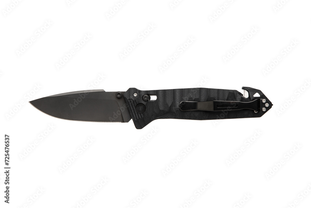 Pocket modern folding knife. Pocket knife with corkscrew and sling cutter. Isolate on a white back Pocket modern folding knife. Pocket knife with corkscrew and sling cutter. Isolate on a white back