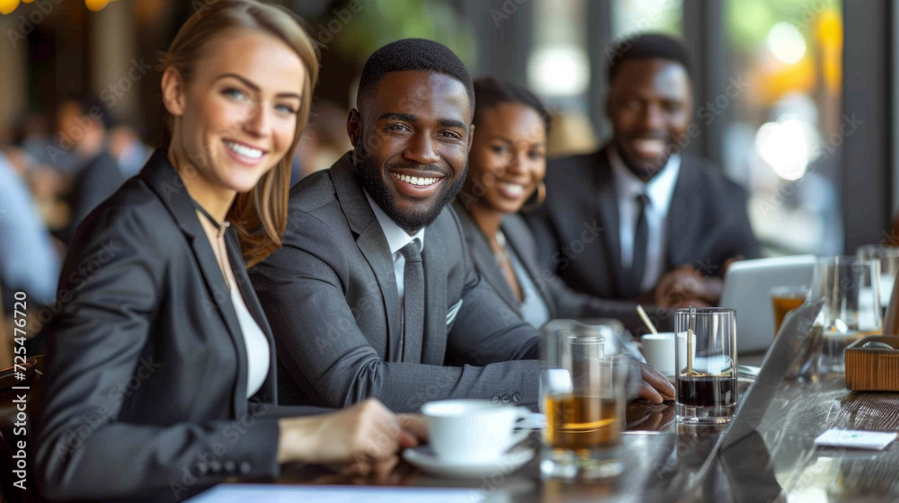 Successful business team led by a woman team leader