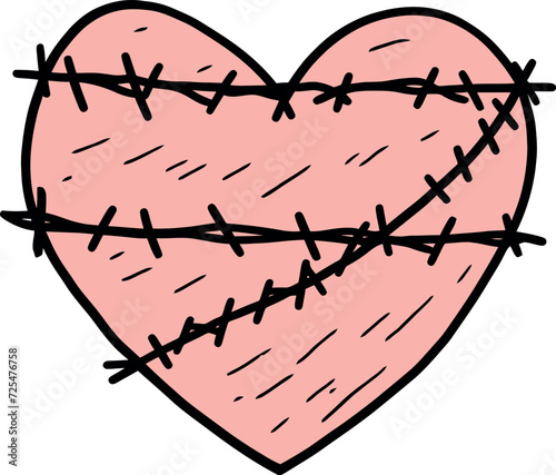 Heart icon in barbed wire - minimalist enemies to lovers logo