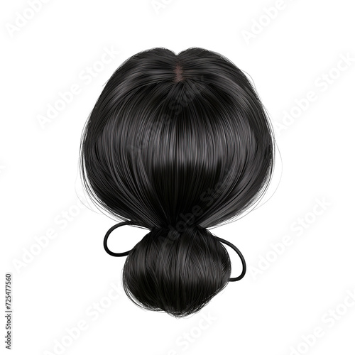 wig bun hair with fringe brunette black png