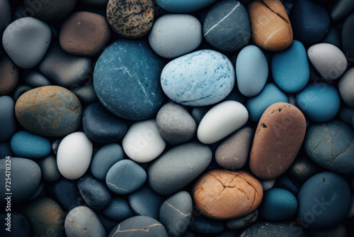 Nature's pebbles on a beach create an abstract, textured pattern, blending simplicity and coastal beauty.