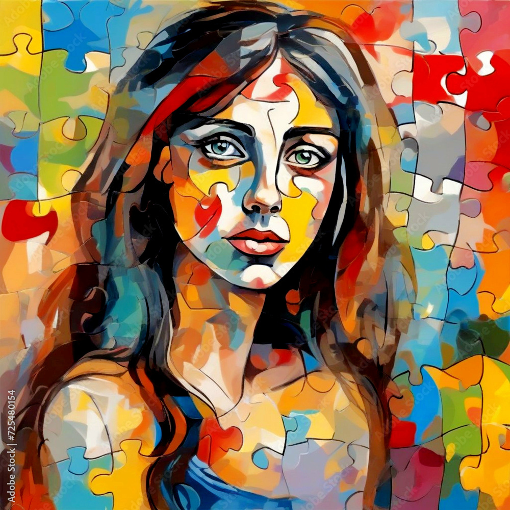 Woman Face Puzzle, Mosaic Wall Art Home Design, Stylish Mosaic Art Wall Print Woman Face Puzzle, Mosaic Wall Art Home Design, Stylish Mosaic Art Wall Print
